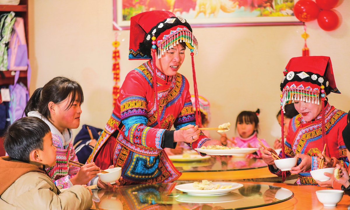 People in Bijie, Southwest China's Guizhou Province have dumplings together.Photo: VCG