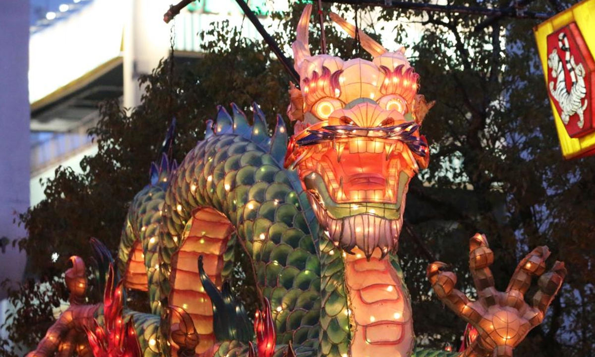 This photo taken on Feb. 14, 2024 shows a view of a lantern festival celebrating the Chinese New Year in Nagasaki, Japan. (Xinhua/Yang Guang)