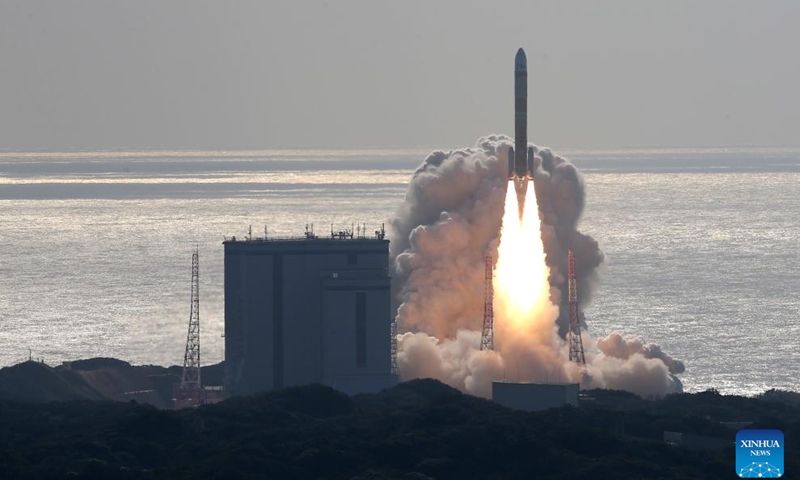 The H3 rocket test flight No.2 blasts off from the Tanegashima Space Center on Tanegashima Island in the southwestern prefecture of Kagoshima, Japan, Feb. 17, 2024. Japan launched its flagship H3 rocket on Saturday nearly a year after the maiden launch failure, according to the country's space agency. (Xinhua/Yang Guang)
