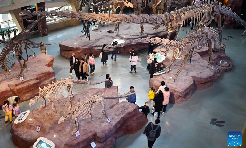 People visit the Anhui Geological Museum in Hefei, east China's Anhui Province, Feb. 16, 2024. In addition to following traditional customs, more and more Chinese people choose to enrich their life by spending the Spring Festival holiday in diversified and original ways.  (Photo: Xinhua)