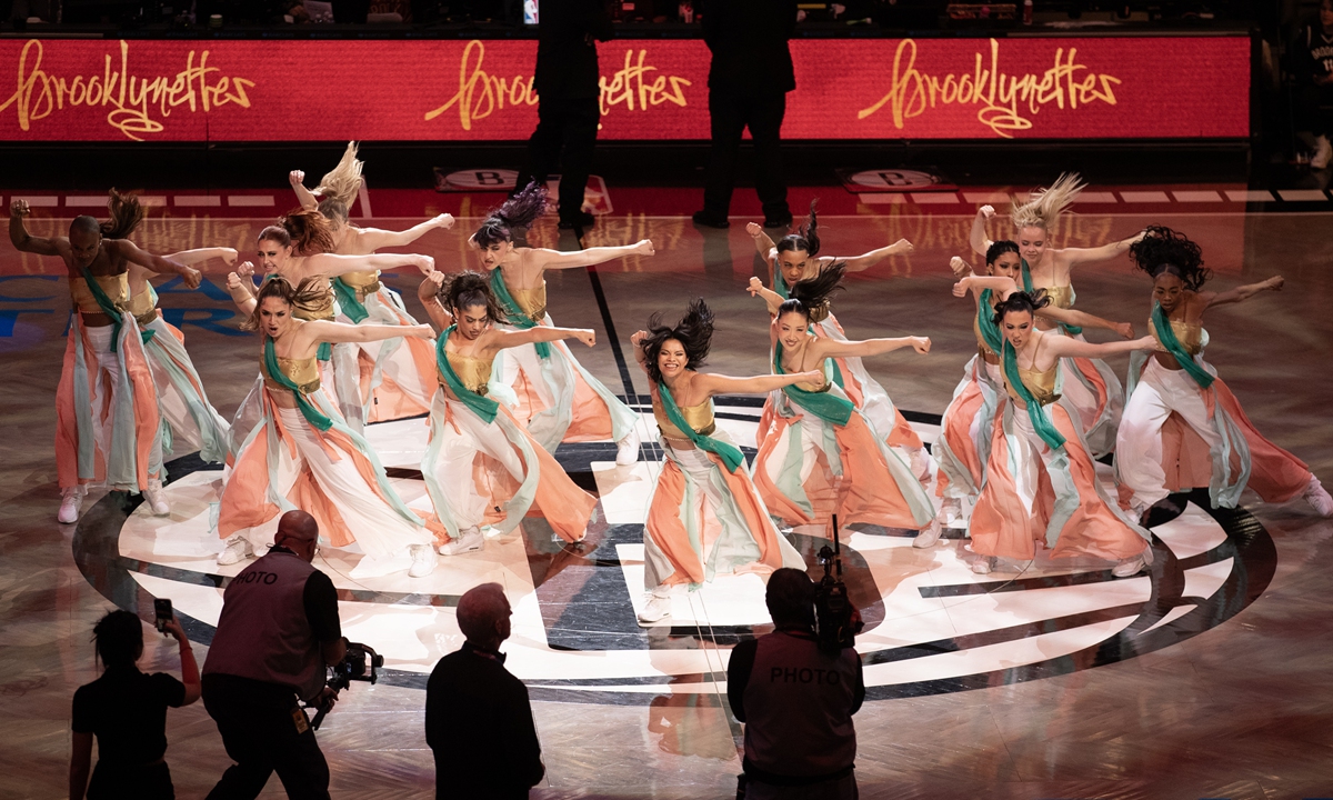 The Brooklyn Nets from NBA hold their annual Chinese New Year celebration during the team's home game against the Boston Celtics at the Barclays Center on February 13, 2024. Photo: VCG