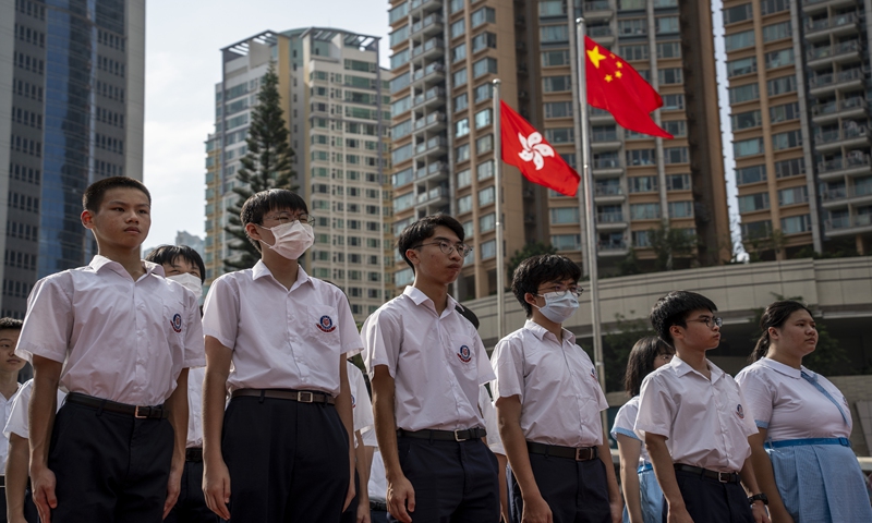 Hong Kong Army Cadets Association held a flag-raising ceremony on September 30, 2023 to mark the 74th anniversary of the founding of the People's Republic of China.Photo:IC