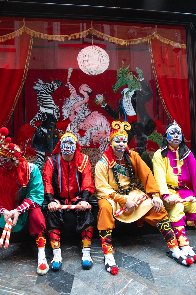 Dancers perform the Yingge dance during Chinese New Year celebrations at London's Burlington Arcade. Photo: Courtesy of Burlington Arcade