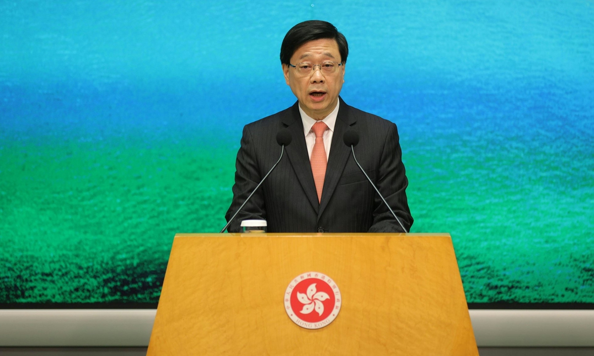 Hong Kong Special Administrative Region (HKSAR) Chief Executive John Lee meets the press before the Executive Council meeting on February 20, 2024. Photo: Hong Kong media