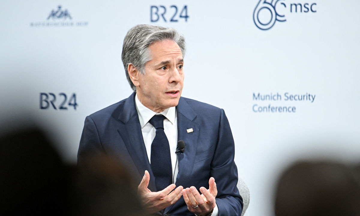 US Secretary of State Antony Blinken is pictured at the 60th Munich Security Conference at the Hotel Bayerischer Hof in Bavaria, Munich on February 17 2024. Photo: AFP 