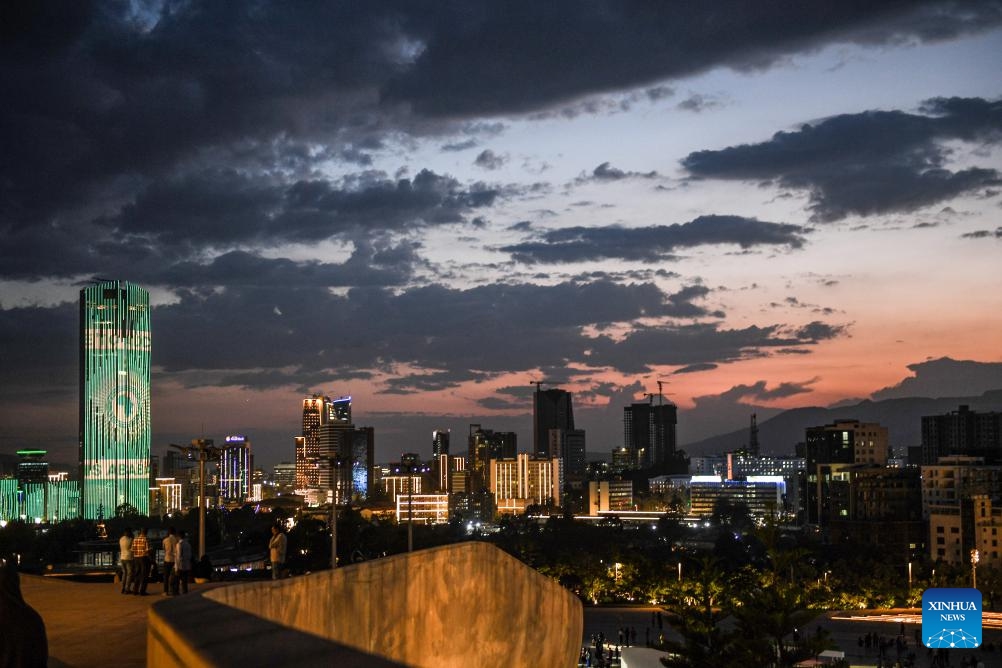 This photo taken on Feb. 18, 2024 shows the dusk view of Addis Ababa, Ethiopia.(Photo: Xinhua)