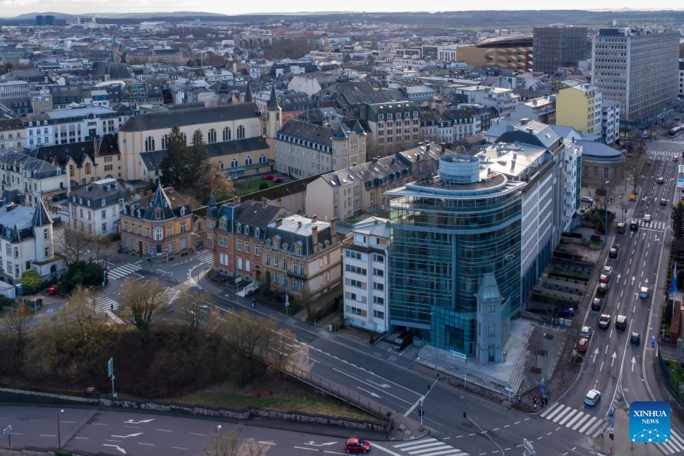 An aerial drone photo taken on Feb. 17, 2024 shows a view of Luxembourg(Photo: Xinhua)