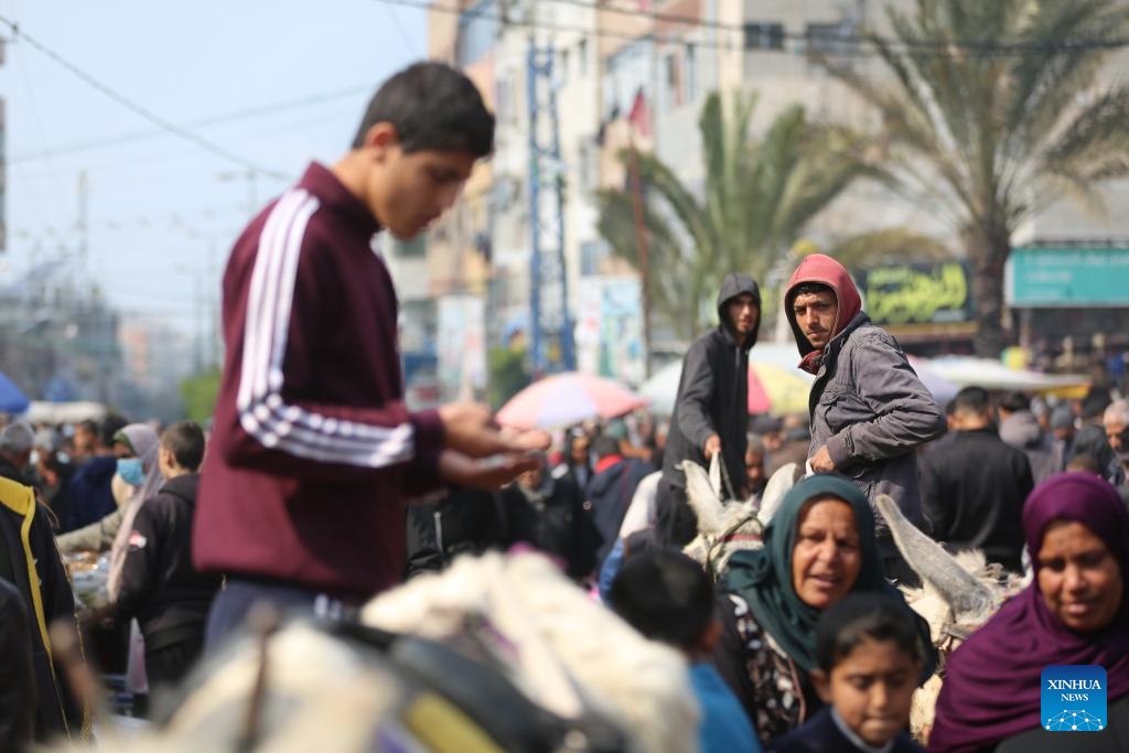 This photo taken on Feb. 19, 2024 shows a street view in central Gaza Strip city of Deir el-Balah.(Photo: Xinhua)