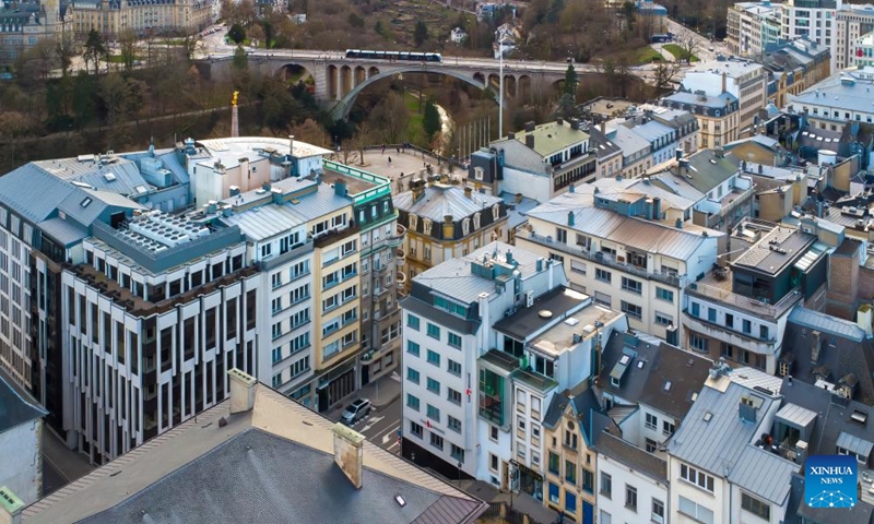 An aerial drone photo taken on Feb. 17, 2024 shows a view of Luxembourg(Photo: Xinhua)