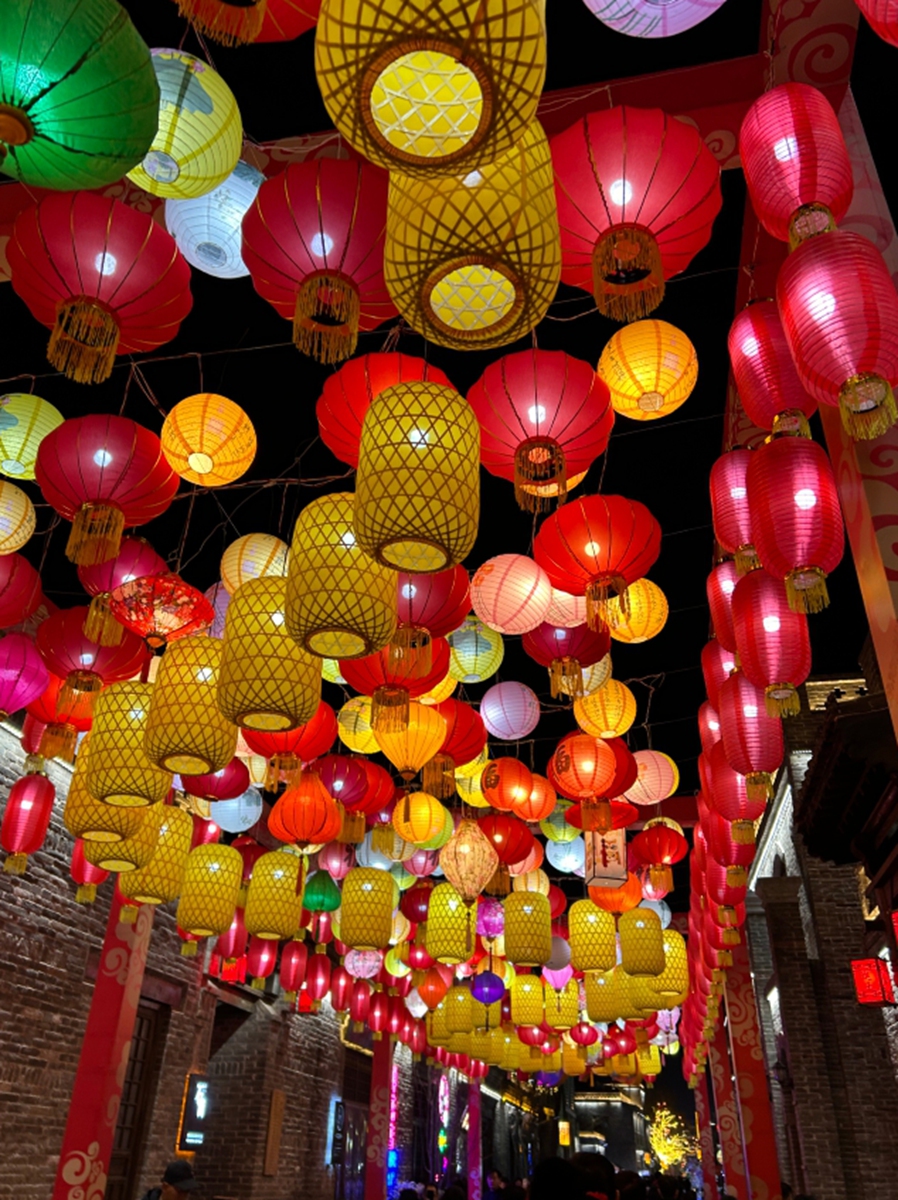 Festival lanterns decorate an ancient alleyway in Handan, Hebei Province. Photo: Li Qian/GT