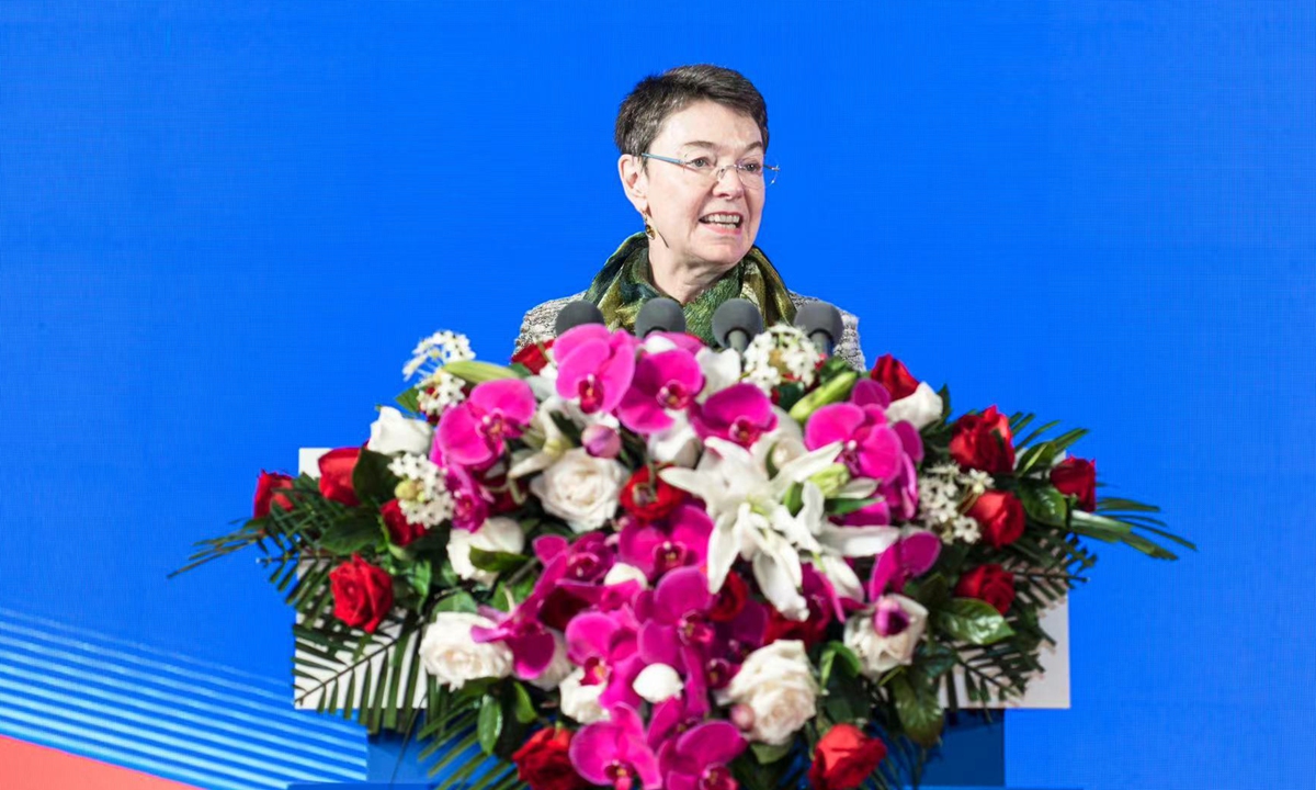 German Ambassador to China Patricia Flor delivers a speech at the ceremony in Yinchuan, Ningxia Hui Autonomous Region on February 21, 2024. Photo: Courtesy of German Embassy in China