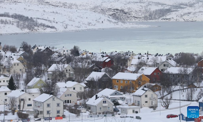 This photo taken on Feb. 21, 2024 shows the winter scenery of the Arctic town of Kirkenes, Finnmark county, Norway.(Photo: Xinhua)