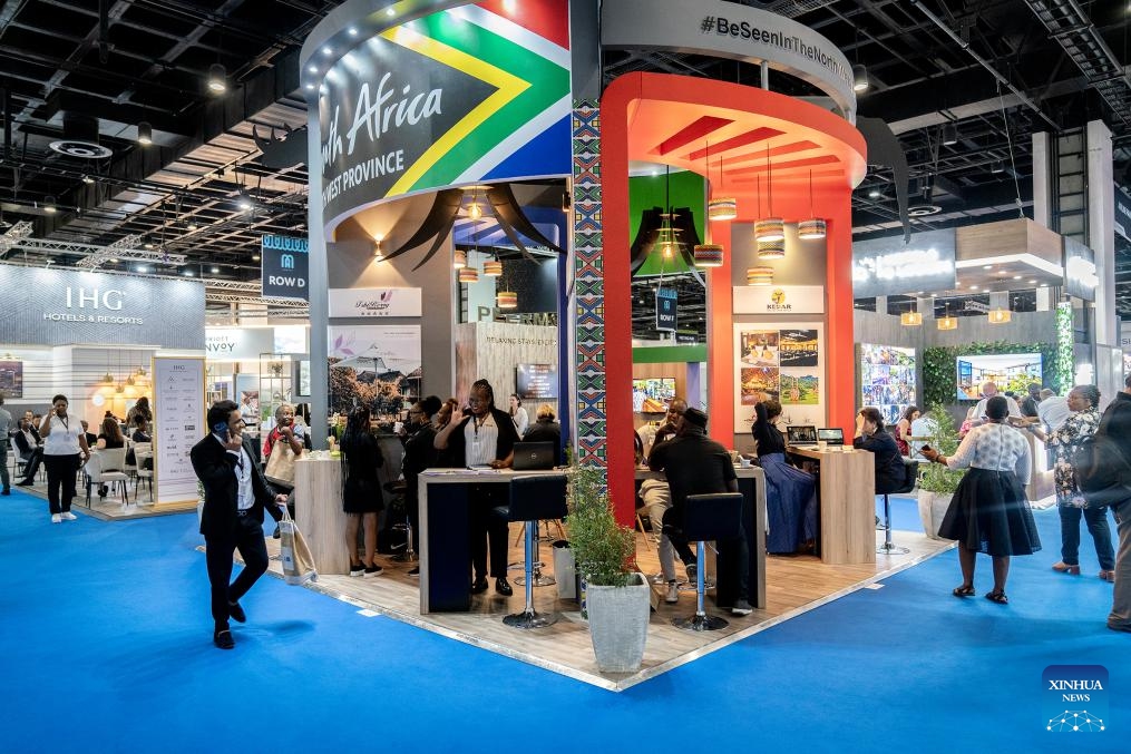 People attend Meetings Africa 2024 in Johannesburg, South Africa, on Feb. 27, 2024. Meetings Africa 2024, a Pan-African business and trade show, kicked off Tuesday here in Johannesburg, attracting 380 exhibiting companies from 21 African countries to showcase their products and services.(Photo: Xinhua)