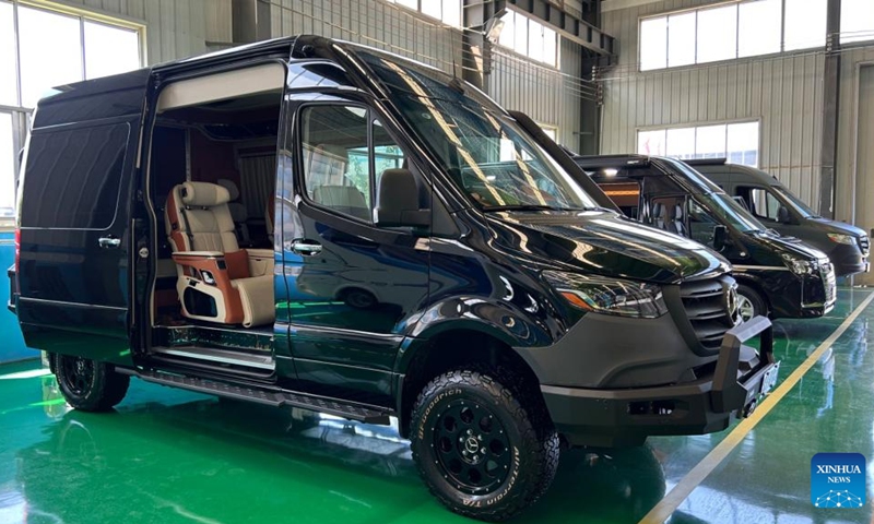 This photo taken on Aug. 10, 2023 shows recreational vehicles (RVs) produced by Rongcheng Compaks New Energy Automobile Co., Ltd. in Rongcheng City, east China's Shandong Province. Rongcheng City in east China's Shandong Province, a major production and export base for recreational vehicles (RVs) in China, registered an export value for RVs at 1.82 billion yuan (about 256 million U.S. dollars) in 2023, marking a year-on-year increase of 17.8 percent, according to official data.(Photo: Xinhua)