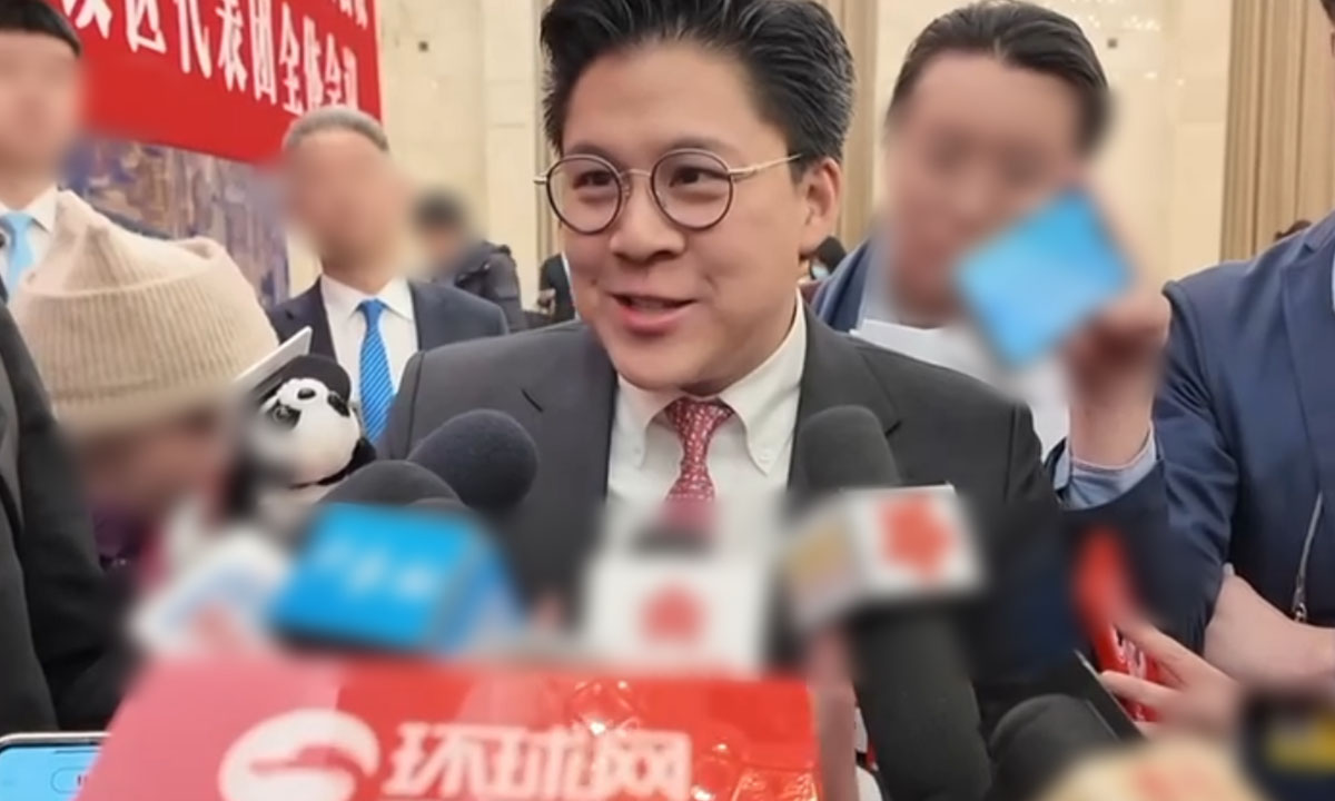 Kenneth Fok Kai-kong during an interview on the sidelines of China's ongoing annual two sessions, on March 6, 2024