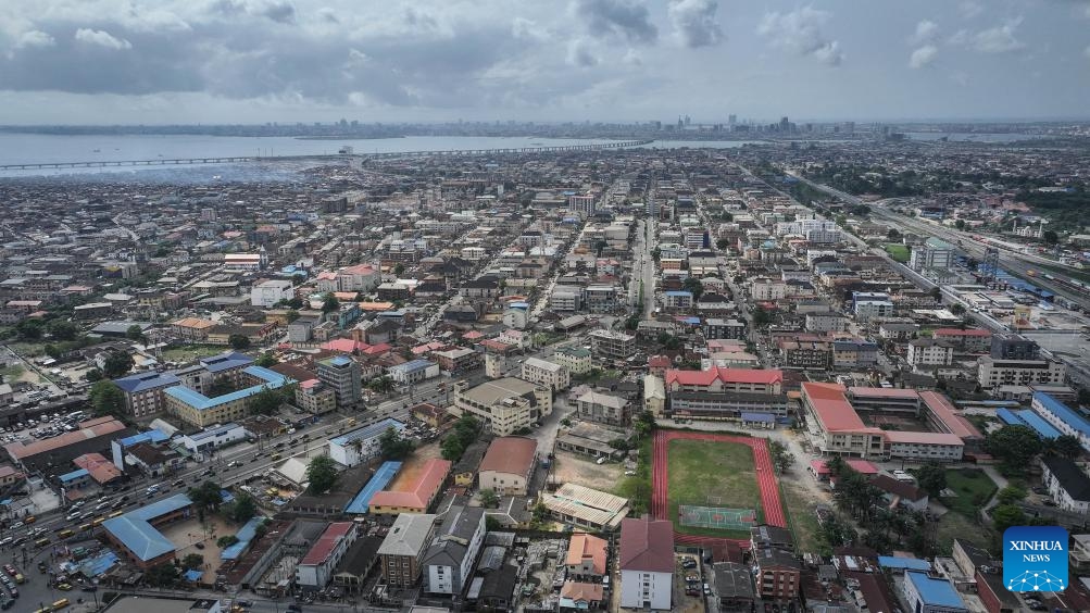 An aerial drone photo taken on March 3, 2024 shows a city view in Lagos, Nigeria. Nigeria's old capital Lagos is the country's economic center with a population of more than 20 million(Photo: Xinhua)