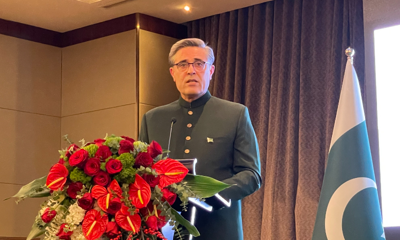 Pakistani Ambassador to China Khalil-ur-Rahman Hashmi speaks at an event to celebrate the 84th National Day of Pakistan hosted by the Pakistan Embassy in Beijing on March 18, 2024. Photo: Liu Xuanzun/GT