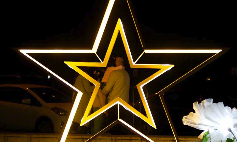 The photo taken on March 9, 2024 shows the decorations displayed in the streets to celebrate the arrival of the month of Ramadan in Beirut, Lebanon. (Xinhua/Bilal Jawich)
