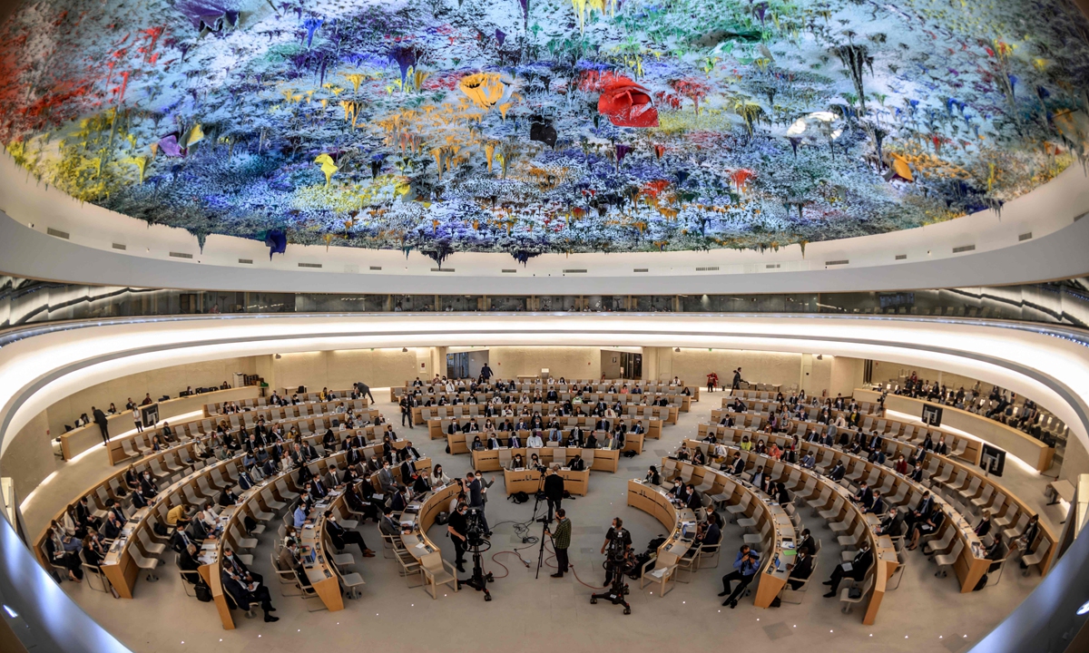 The<strong>steel deck cold bending machine</strong> UN Human Rights Council in Geneva, Switzerland. Photo: VCG 