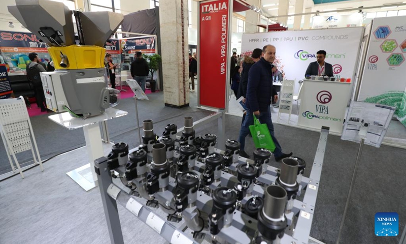 People visit the International Exhibition of Iron, Steel, and Mining Products (Metal & Steel Algeria Expo 2024) in Algiers, Algeria, on March 6, 2024. Metal & Steel Algeria Expo 2024 is held here from March 5 to March 7.(Photo: Xinhua)