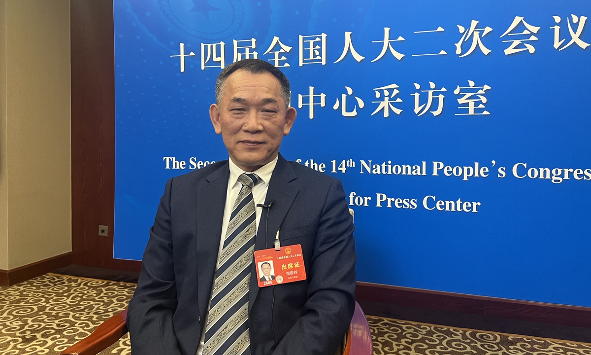 Zou Zhenqiu, an NPC deputy from Taiwan delegation and head of the Jiangsu provincial federation of Taiwan compatriots. Photo: Zhao Yusha/GT