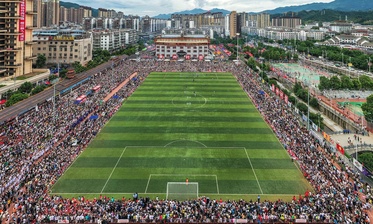 A grassroots soccer tournament is held in Southwest China's Guizhou Province. Photos: Courtesy of Cunchao