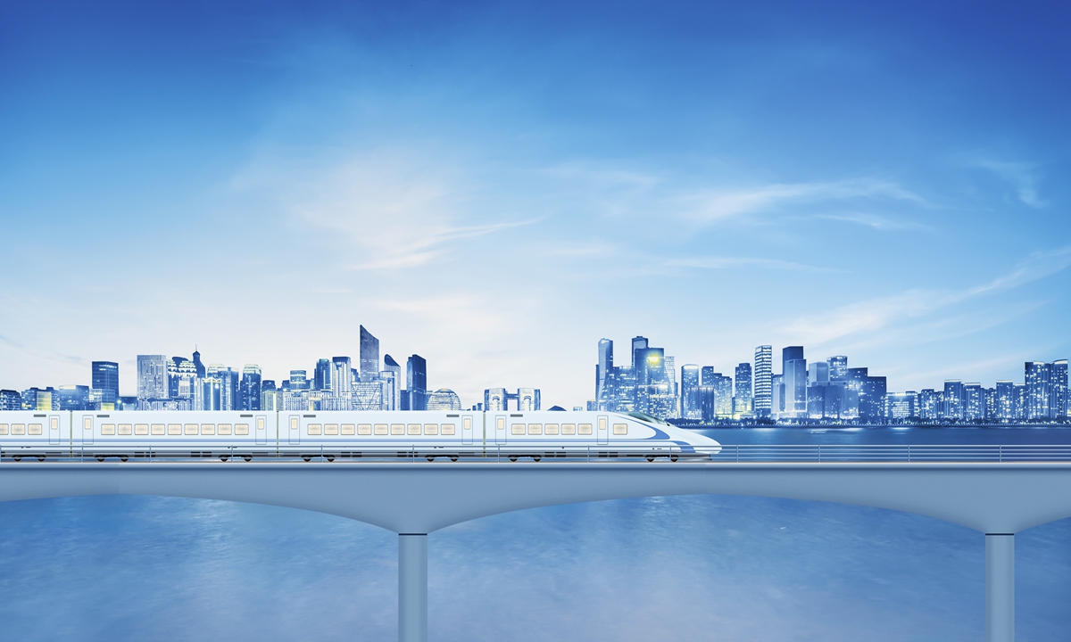 The view of a high-speed rail in Hangzhou, East China's Zhejiang Province. Photo: VCG