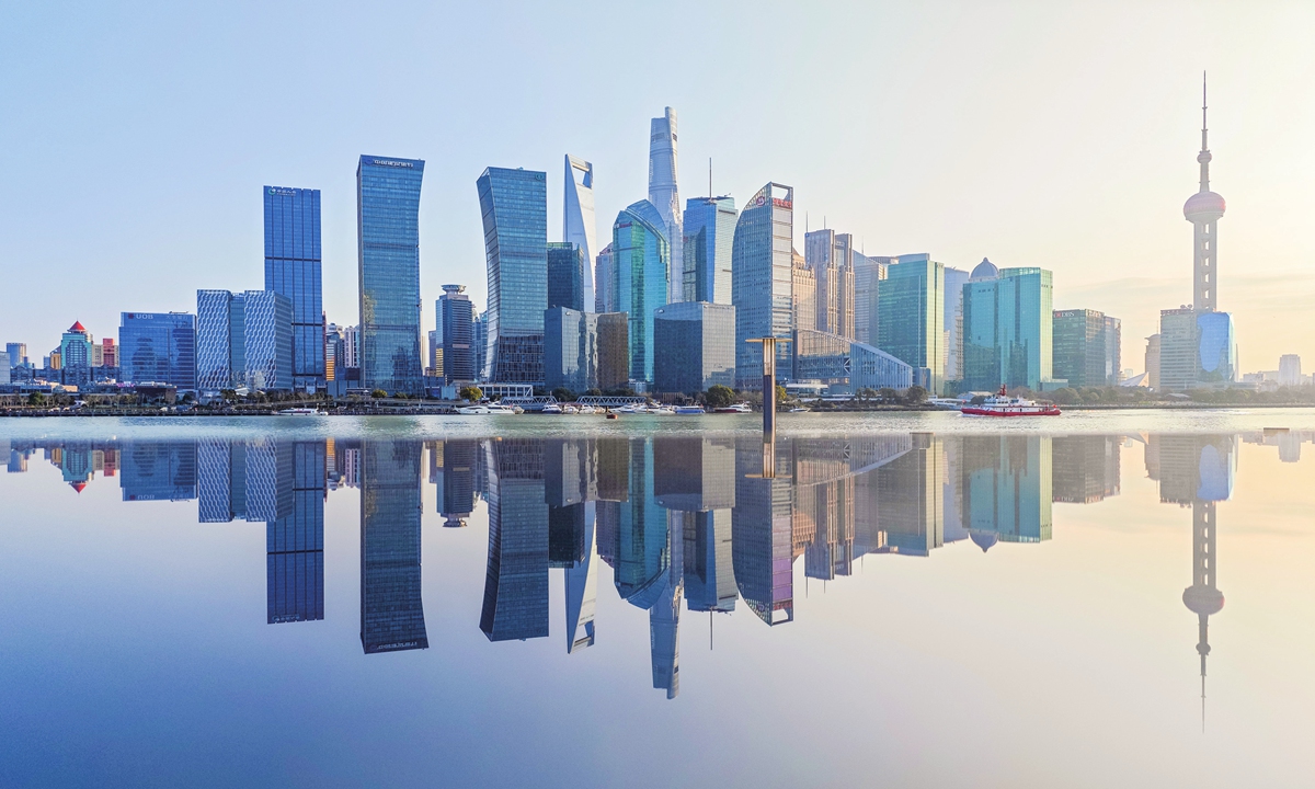 A view of the Lujiazui area in Shanghai Photo: VCG