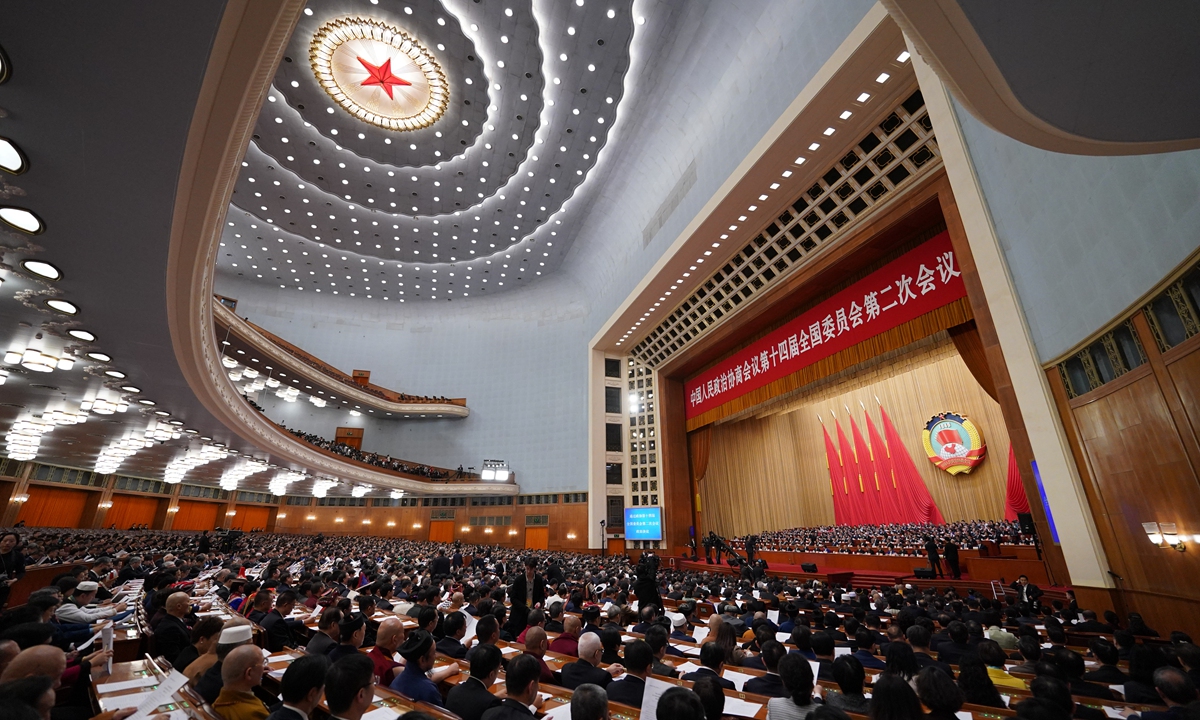 The closing meeting of the second session of the 14th National Committee of the Chinese People's Political Consultative Conference (CPPCC) is held at the Great Hall of the People in Beijing, capital of China, March 10, 2024.