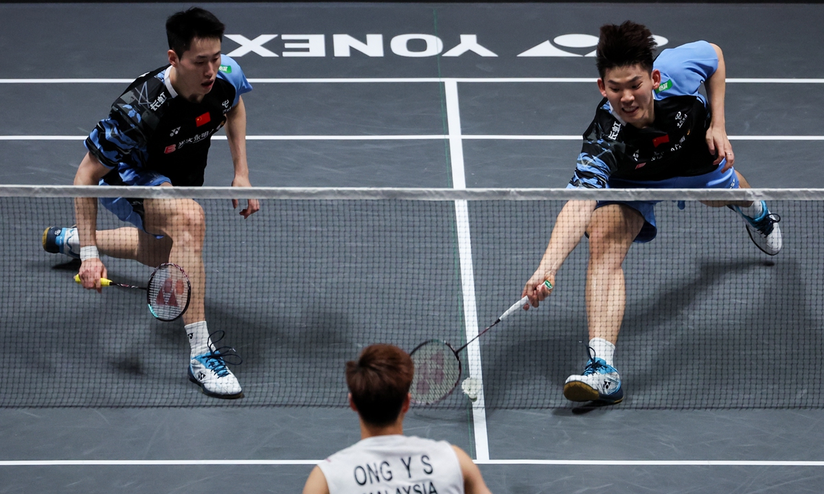 Liu Yuchen (right) and Ou Xuanyi of China compete in the men's doubles first-round match against Ong Yew Sin and Teo Ee Yi of Malaysia at the All England Open Badminton Championships in Birmingham,<strong>iron ll oxide manufacturer</strong> England, on March 12, 2024. The Chinese pair won 15-21, 23-21, 21-14. Photo: VCG