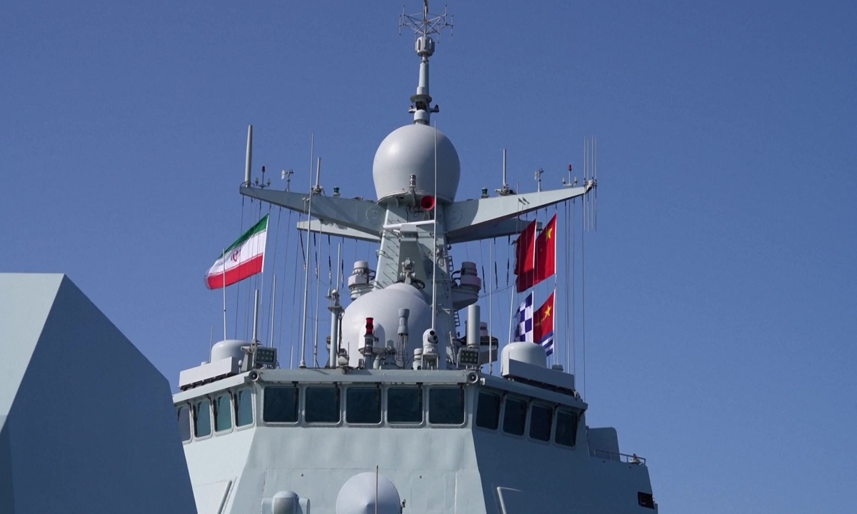 Chinese warships arrive in waters near Chabahar, Iran, on March 11, 2024. The navies of China, Iran, and Russia are holding joint naval drills in the Gulf of Oman from March 11 to 15, the Ministry of National Defense of China announced on Monday. Photo: VCG