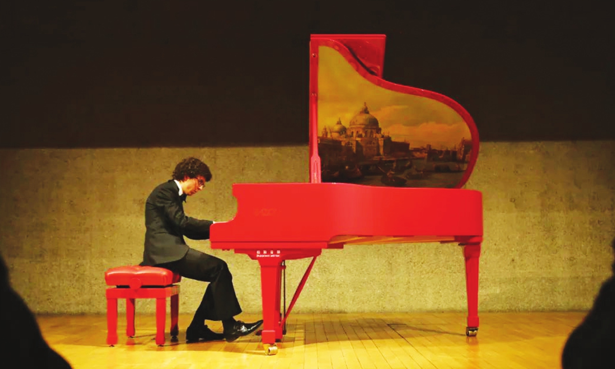 Italian pianist Andrea Molteni performs at his solo concert in Beijing on March 6. Photo: Courtesy of Parsons Music 