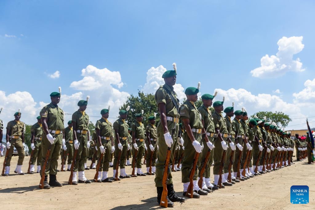 Soldiers are seen during the Moshoeshoe's Day commemoration in Maseru, Lesotho, March 11, 2024. The Moshoeshoe's Day is celebrated annually by Basotho on March 11 to commemorate the death of Moshoeshoe I.(Photo: Xinhua)
