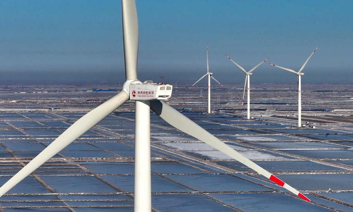 A wind farm generates power in Tangshan City, in north China's Hebei Province, on December 22, 2023. Photo: Xinhua