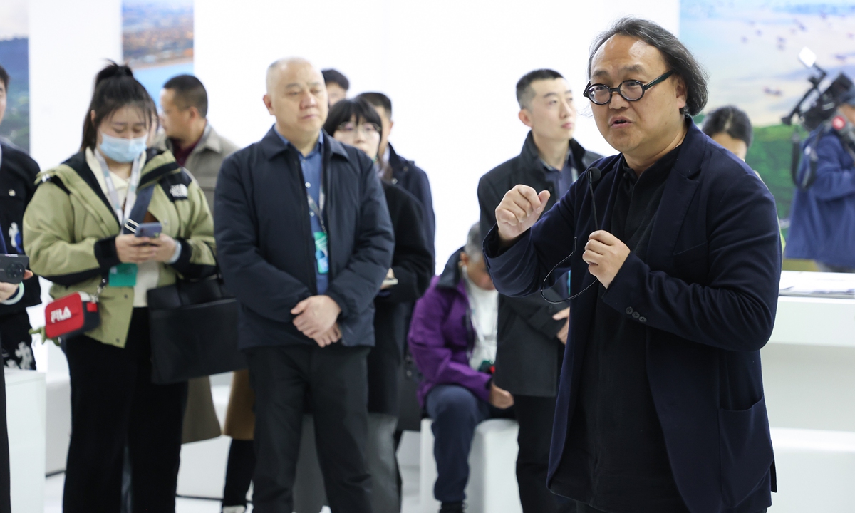 Gao Shiming, president of the China Academy of Art at The Song of the Earth: Artistic Documentary for a Better China exhibition. Photo: Courtesy of China Academy of Art