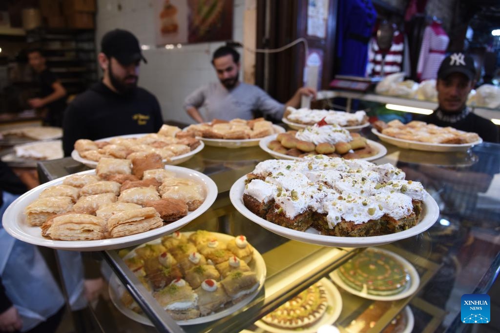 Sweets are seen during the Ramadan in Tripoli, Lebanon, March 19, 2024(Photo: Xinhua)