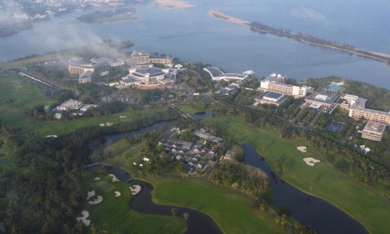 An aerial drone photo taken on March 17, 2024 shows a view of Dongyu Island in Boao, south China's Hainan Province. The Boao Forum for Asia (BFA) Annual Conference 2024 will be held from March 26 to 29 in Boao, focusing on how the international community can work together to deal with common challenges and shoulder their responsibilities. (Xinhua/Yang Guanyu)