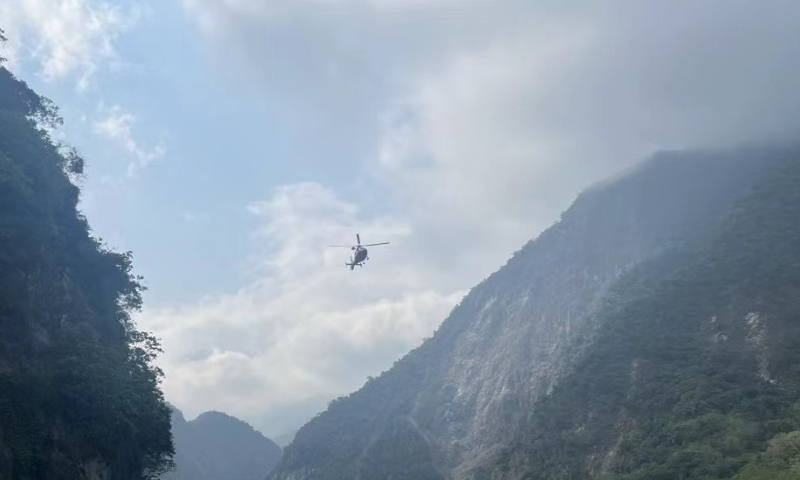 A rescue helicopter is seen above the Taroko park region in Hualien County, southeast China's Taiwan, April 4, 2024. The death toll following a 7.3-magnitude earthquake in China's Taiwan on Wednesday morning has risen to 10, local authorities said on Thursday.

After rescue efforts on Thursday, focused on the Taroko park region in Hualien County, approximately 150 people who had been trapped were rescued, according to an official of the search and rescue team. (Xinhua/Zhao Bo)
