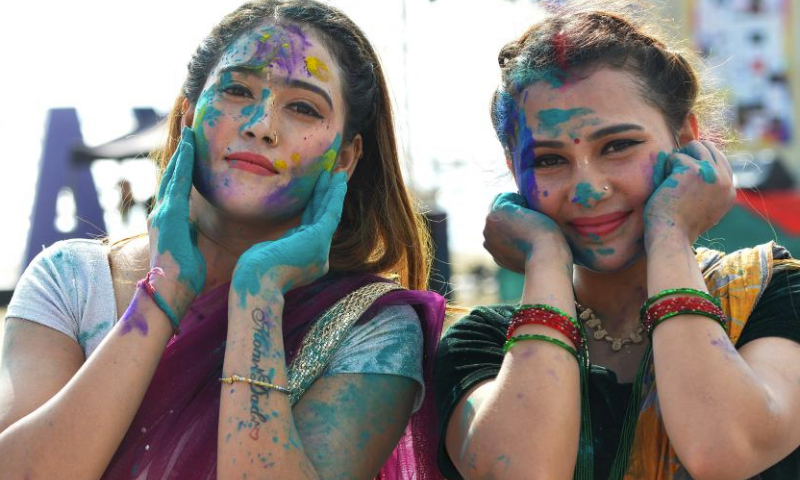 People attend a Holi festival celebration in Pattaya, Thailand, March 23, 2024. (Xinhua/Rachen Sageamsak)