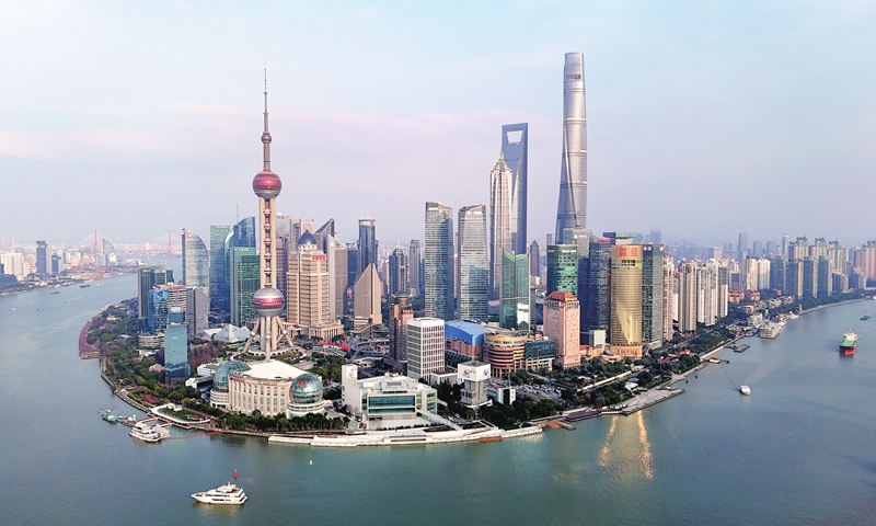 A view of Shanghai's Lujiazui area, a major financial zone in China Photo: VCG