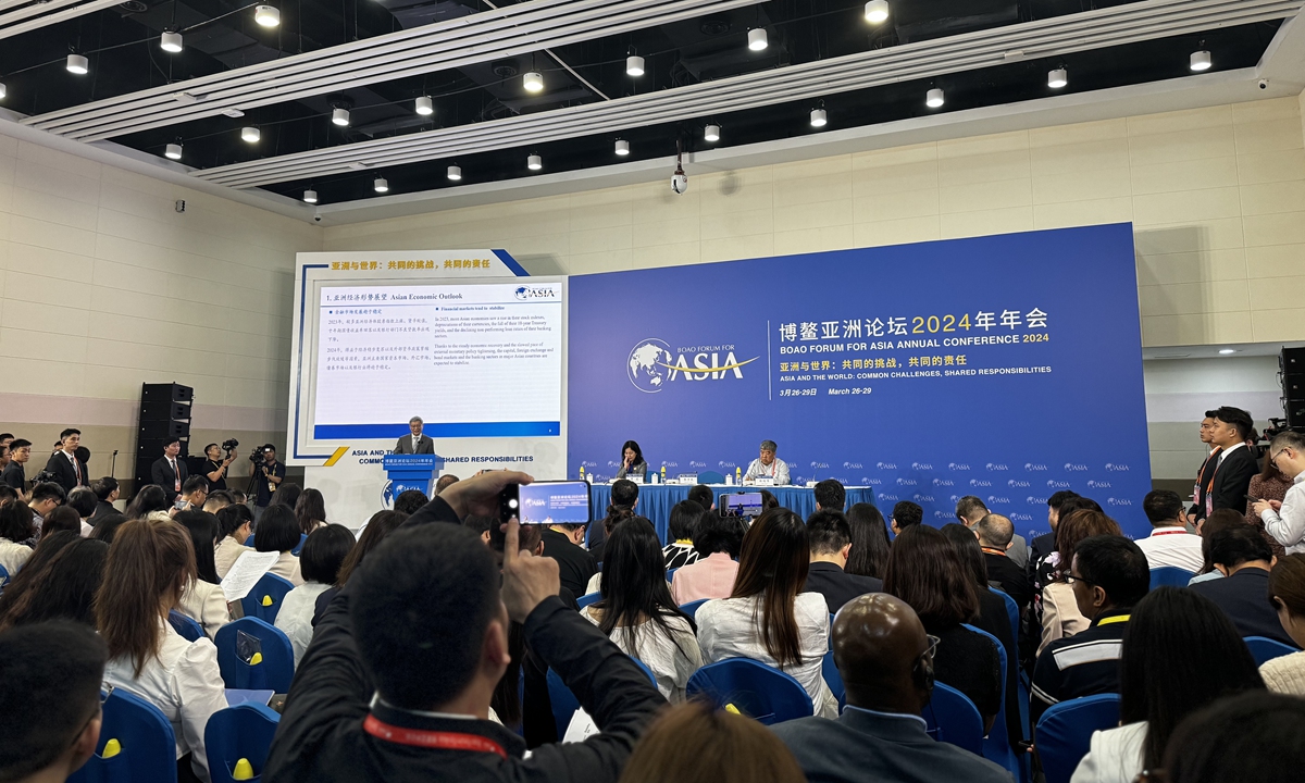 Zhang Yuyan, director of the Institute of World Economics and Politics at the Chinese Academy of Social Sciences, speaks during the ongoing Boao Forum For Asia in South China’s Hainan Province on March 26, 2024. Photo:  Liu Caiyu/GT