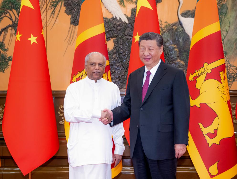 Chinese President Xi Jinping meets with Sri Lankan Prime Minister Dinesh Gunawardena, who is on an official visit to China, at the Great Hall of the People in Beijing, capital of China, March 27, 2024. Photo: Xinhua