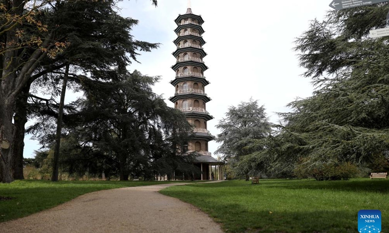This photo taken on March 27, 2024 shows a view of the Great Pagoda at Kew Gardens in London, Britain.(Photo: Xinhua)