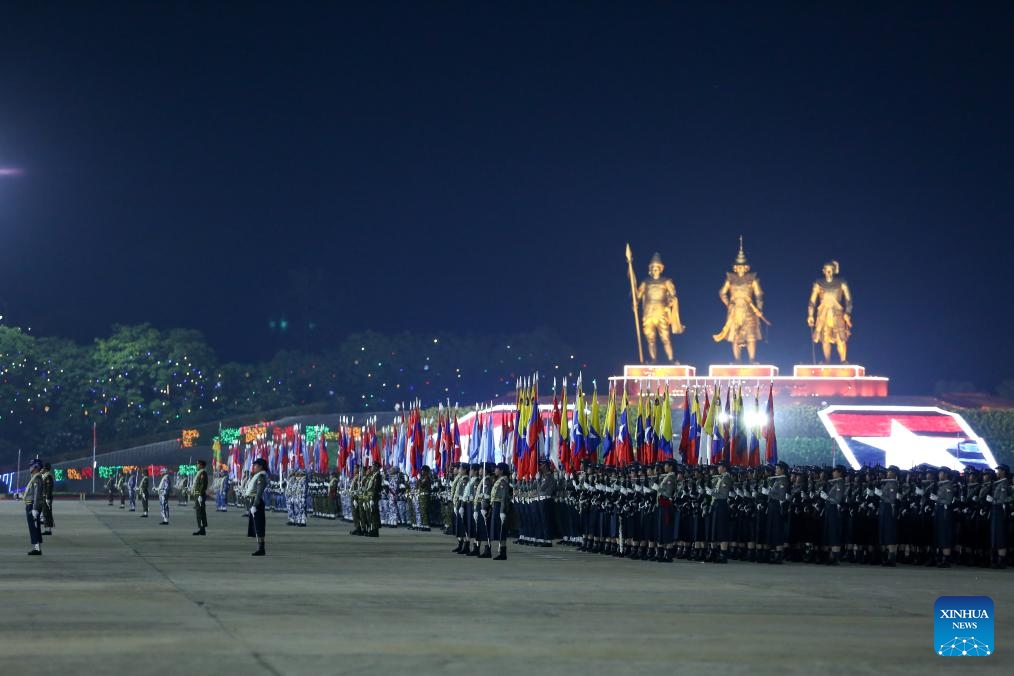Soldiers attend a military parade to mark the 79th Armed Forces Day in Nay Pyi Taw, Myanmar, March 27, 2024.(Photo: Xinhua)