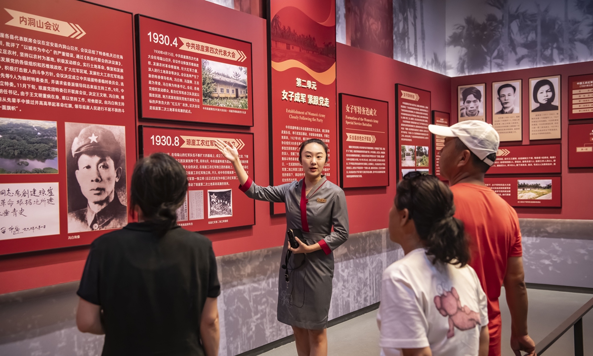 Tourists visit the Red Detachment of Women Memorial Hall on April 6, 2024, in Qionghai, South China's Hainan Province. Photo: VCG