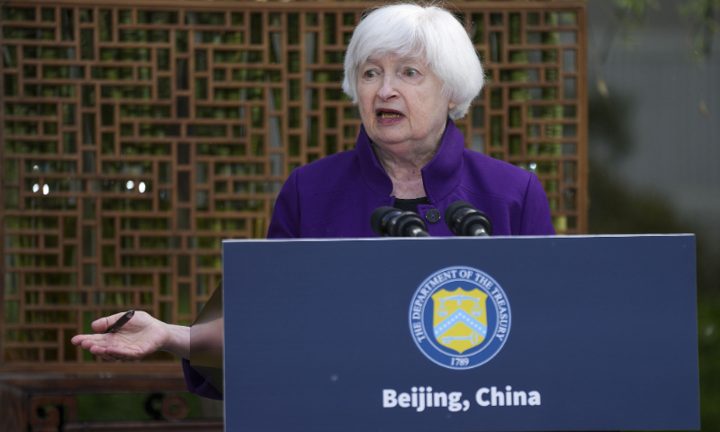 US Treasury Secretary Janet Yellen speaks during a press conference in Beijing, China, on April 8, 2024. Photo: VCG