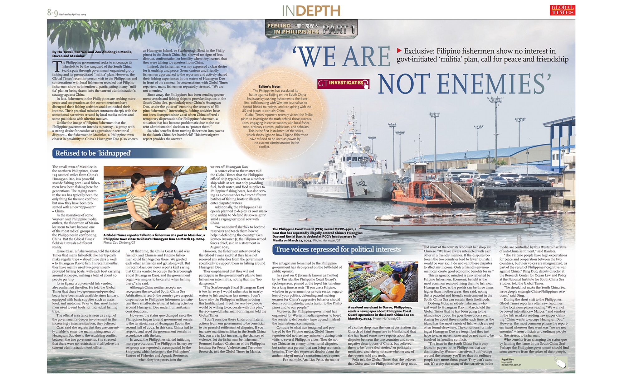 GT exclusive: Filipino fishermen show no interest in govt-initiated 'militia' plan, call for peace and friendship
