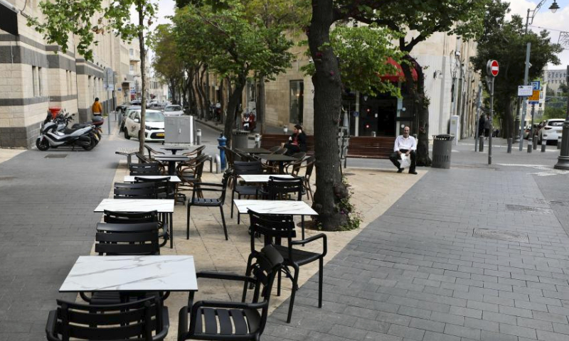 This photo shows a street in Jerusalem on April 14, 2024. (Photo by Jamal Awad/Xinhua)