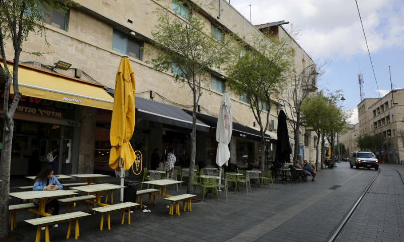 This photo shows a street in Jerusalem on April 14, 2024. (Photo by Jamal Awad/Xinhua)
