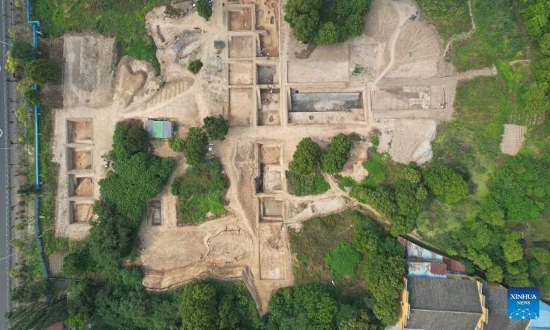 An aerial drone photo taken in May 2023 shows a view of Sidun Site in Tianning District of Changzhou, east China's Jiangsu Province. (Xinhua)